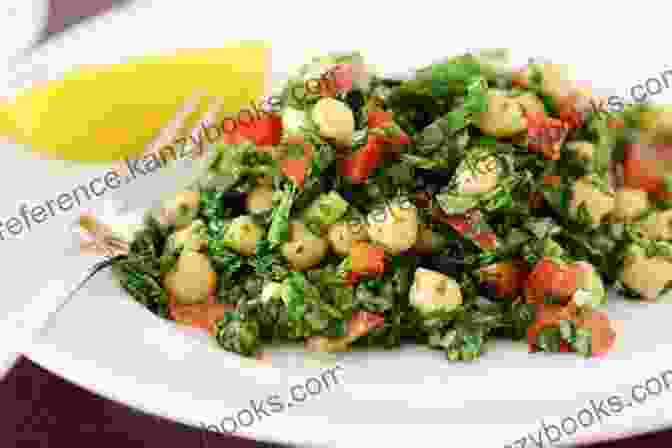 A Colorful Image Of Spinach And Chickpea Salad In A Bowl, Garnished With Herbs. The 30 Minute Renal Diet Cookbook: 101 Quick And Easy Recipes For Every Stage Of Kidney Disease