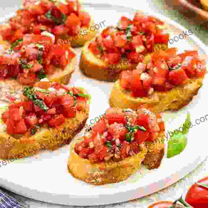 A Platter Of Bruschetta With Garlic And Tomatoes. Bring It : Tried And True Recipes For Potlucks And Casual Entertaining