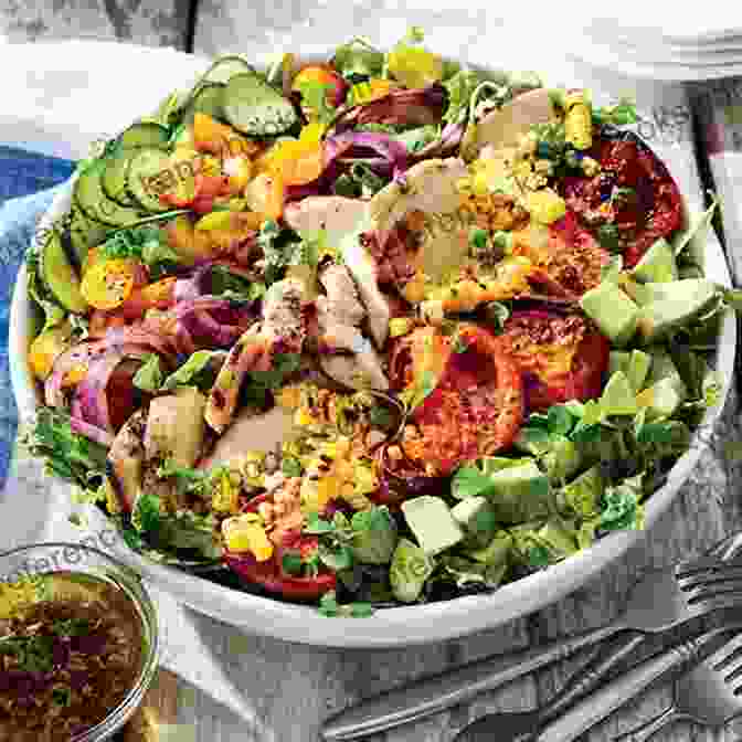 Image Of A Colorful Salad With Grilled Chicken, Vegetables, And Kidney Friendly Dressing. Kidney Stone Diet Cookbook: A Complete Guide With Healthy And Delicious Recipes To Manage Kidney Problems