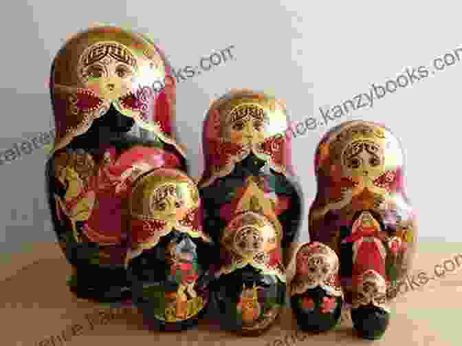 Matryoshka Dolls Displayed In A Traditional Russian Setting, Surrounded By Wooden Crafts. The Nesting Dolls: A Novel